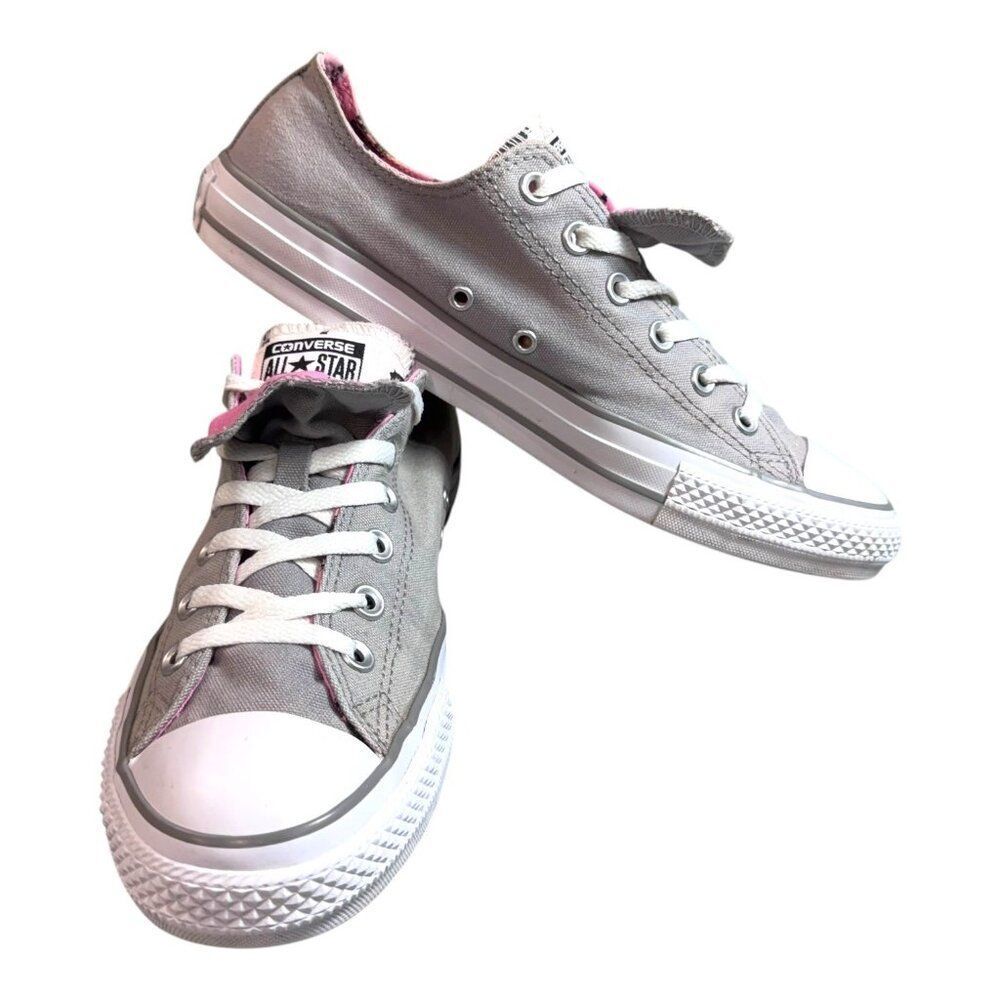 Converse All Star Womens Low Top Canvas Shoes Gray With Pink US Size 10 READ
